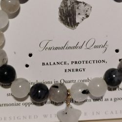 LUNA NORTA  TOURMALINED QUARTZ STRETCH BRACELET