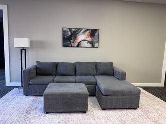 Gray sectional sofa couch sala ottoman