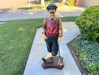 Vintage Golfer Statue 39" Tall Golf Clubhouse Man Cave Decor Large Display