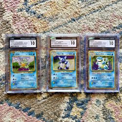 Japanese Pokemon Squirtle Wartortle Blastoise CGC 10