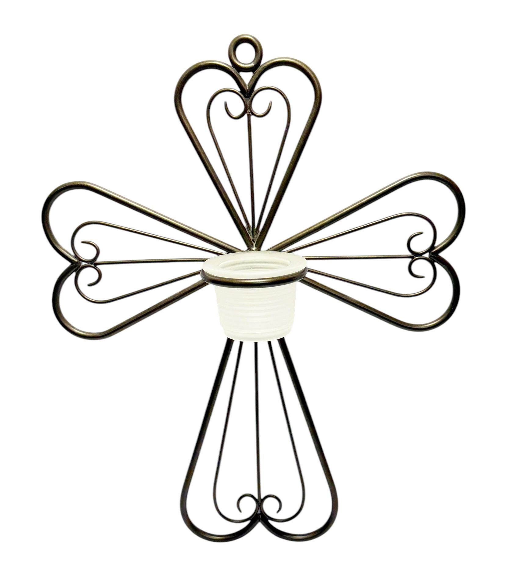 PARTYLITE Vintage Black Metal Cross Scroll Votive Candle Holder Wall Decor