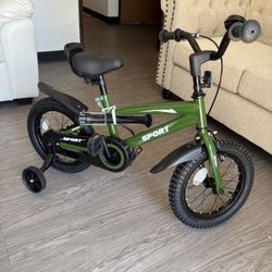 16" Kid Bike Green for Boys Girls with Trainning Wheels Sturdy Frame Adjustable Seat