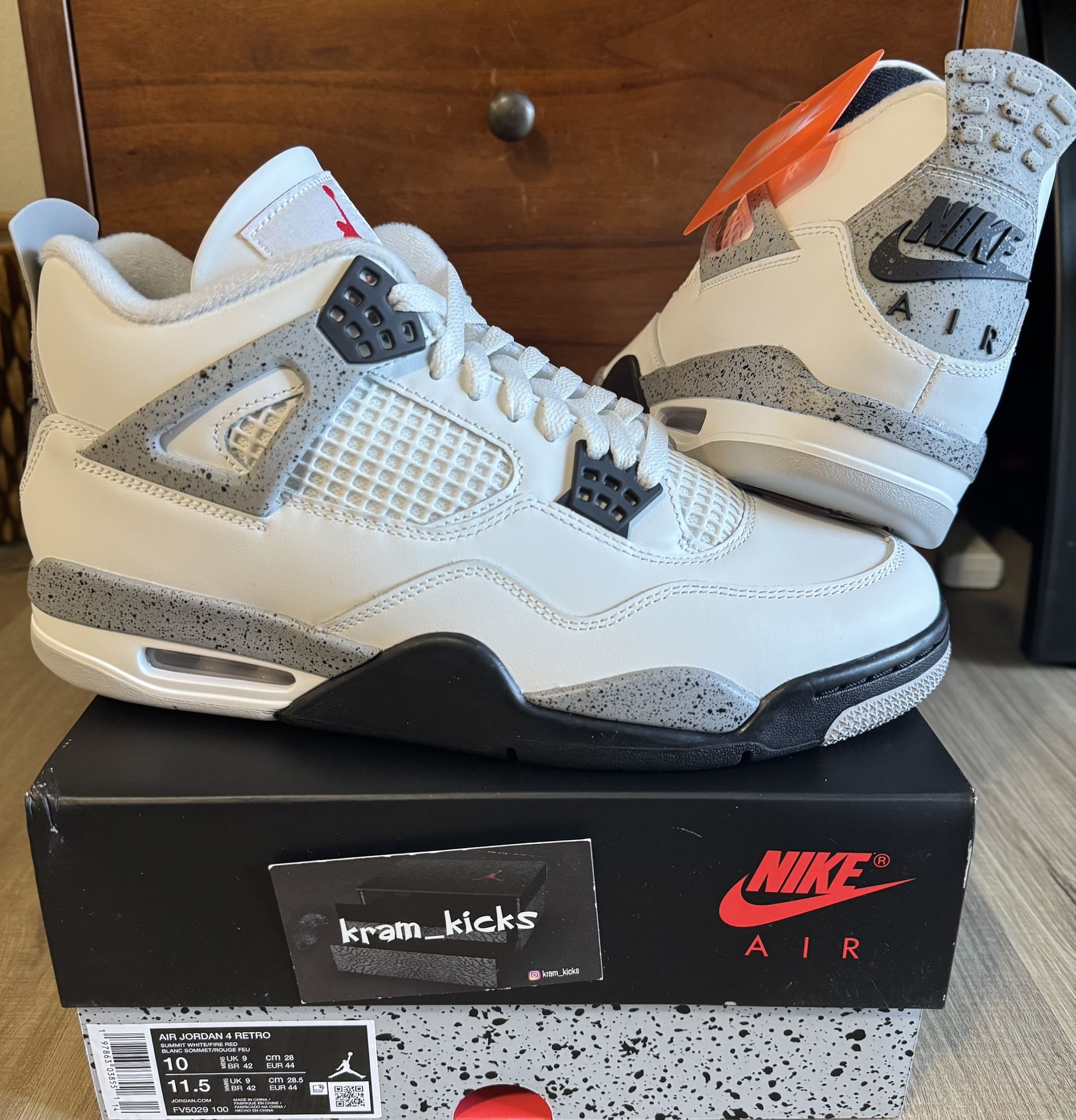 New* 2025 Nike Air JORDAN 4 Retro "White Cement" MENS Size 10 US - OG All DS