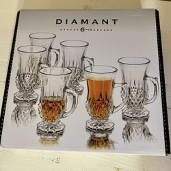 Diamant 6 Piece Clear Crystal Glasses With Handles