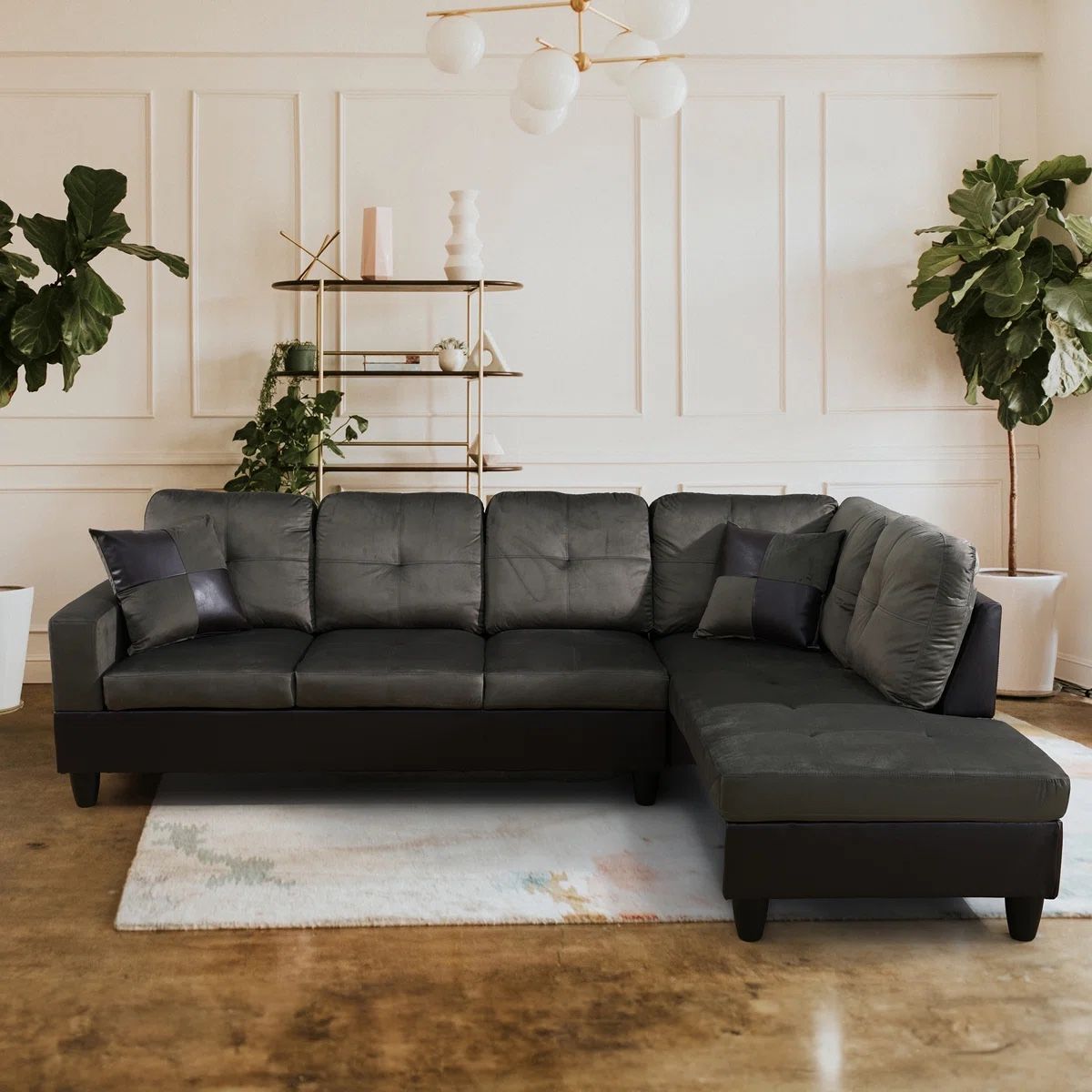 Taupe Sectional Couch With Ottoman