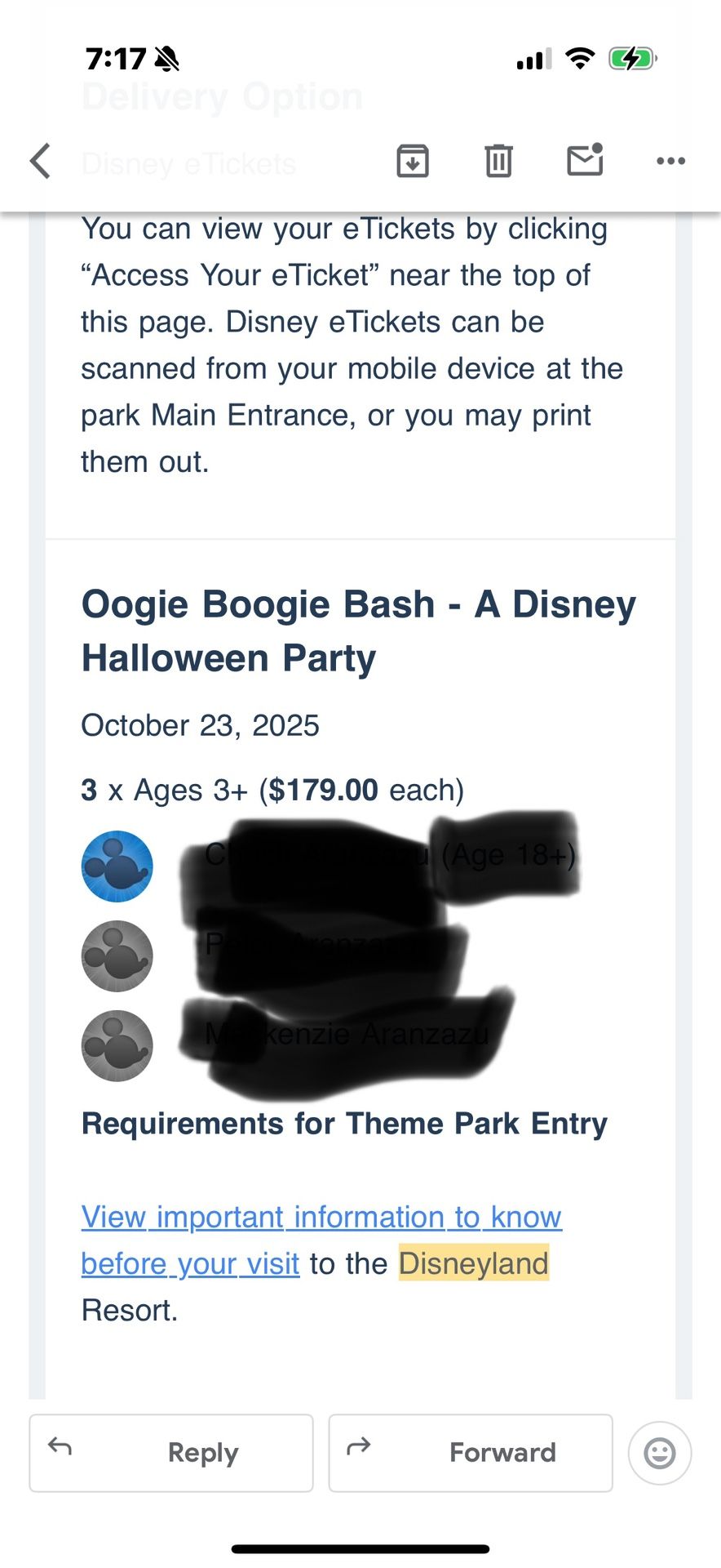 Disneyland Oogie boogie bash 10-23 Tickets For Sale 