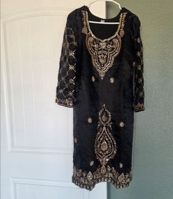 Indian Pakistani Tradition Designer Shalwar Kameez Embroidery Silk