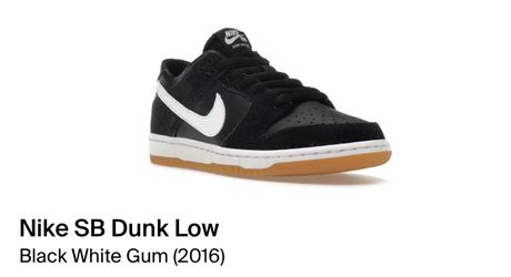 Nike SB Dunk Low Black White Gum 2016 Size 10.5