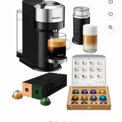 Nespresso Vertuo Next Deluxe Coffee and Espresso Maker by DeLonghi, Chrome with Aeroccino Milk Frother