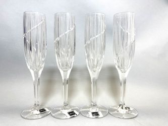 Set Of 4 Mikasa Flute Champagne Full Lead Crystals Germany