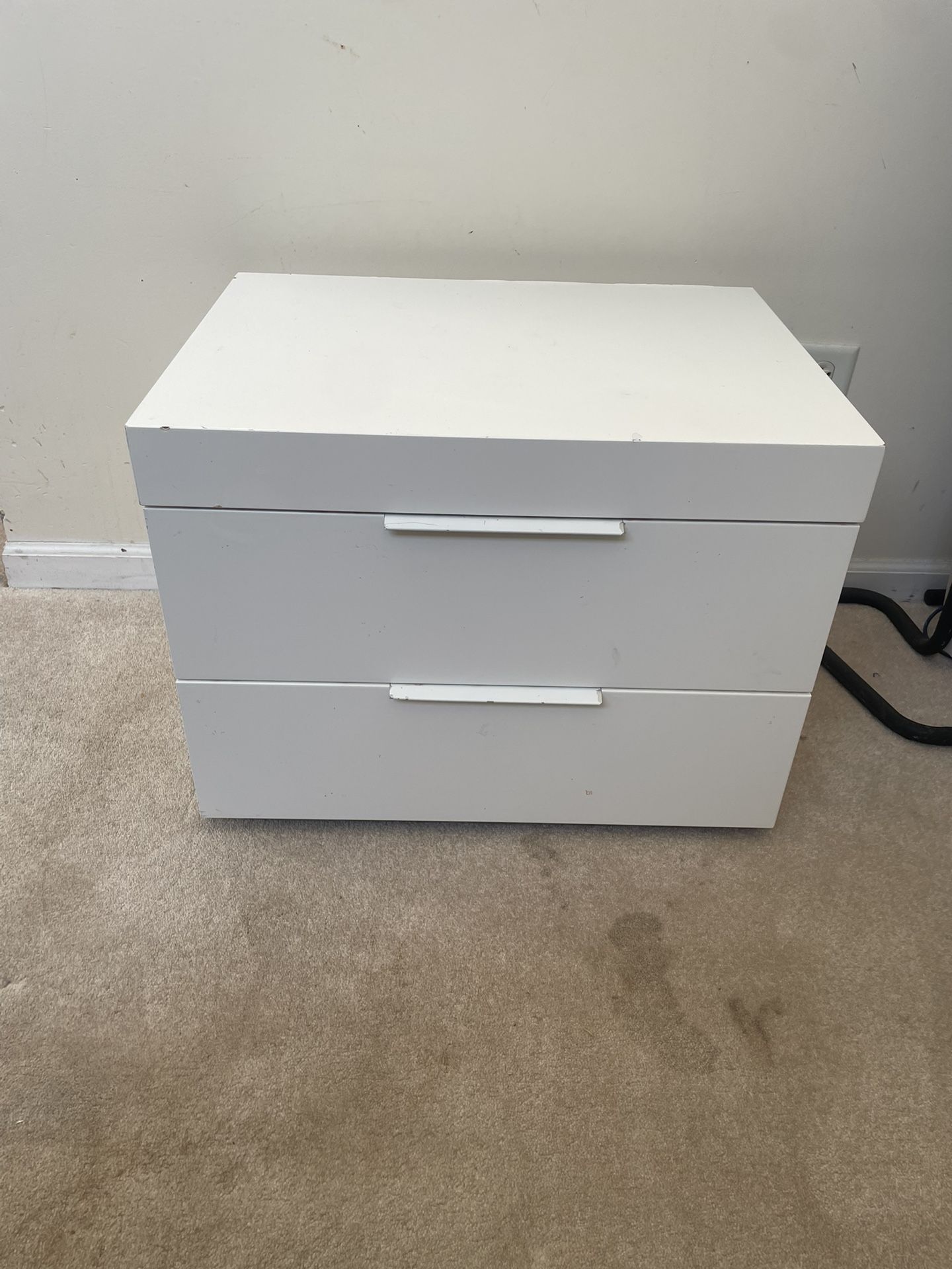 Two Drawer High Gloss Nightstand