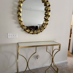 mirror and gold desk 