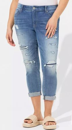 Torrid Boyfriend Distressed Cuffed Jeans Size 20 NWT