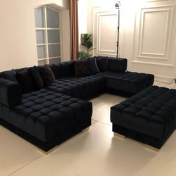 Arianna Black Duble Chaise Sectional (In Stock) 🍀