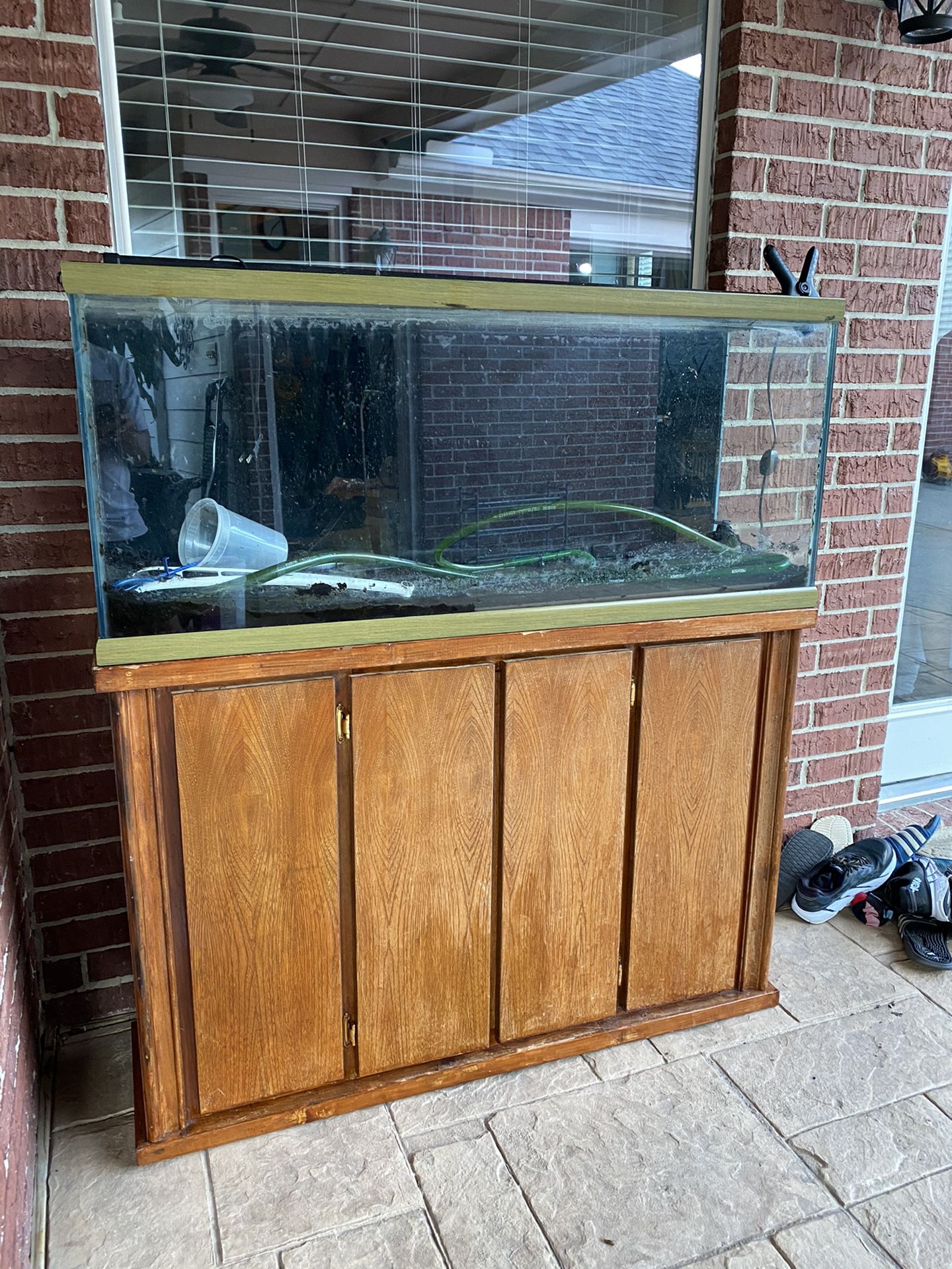 55 gallons fish tank can aquarium with wood stand, eheim 2217 filter