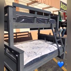 Litera De Pino Twin Full Con Colchones Incluidos / Bunk Bed Twin Full With Mattresses Included