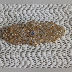Vintage Rhinestone Brooch, goldtone