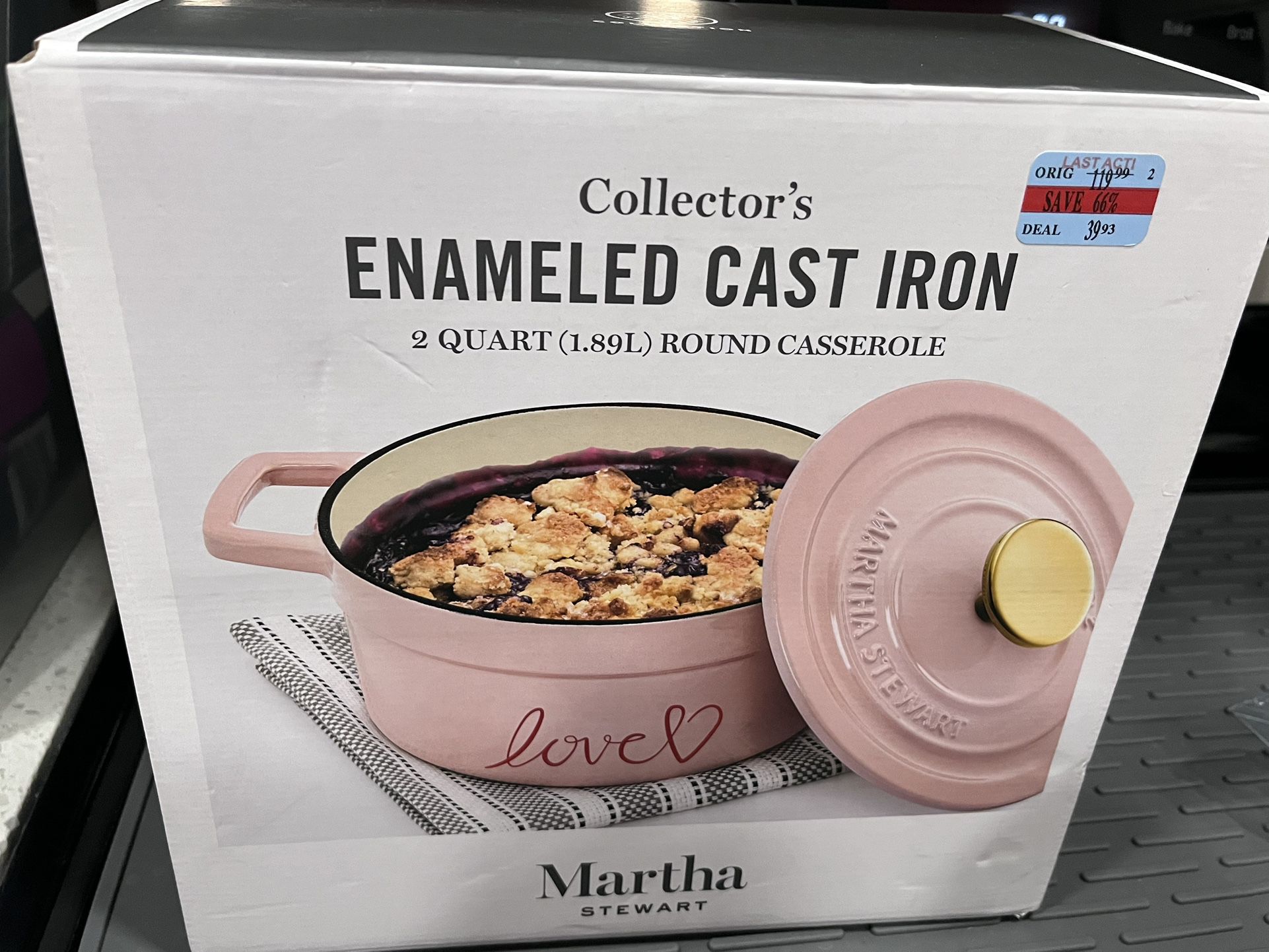 Enameled Cast Iron Casserole Dish Pink