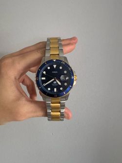 Fossil Blue Two-Tone Stainless Steel Watch w/ Extra Links – Excellent Condition