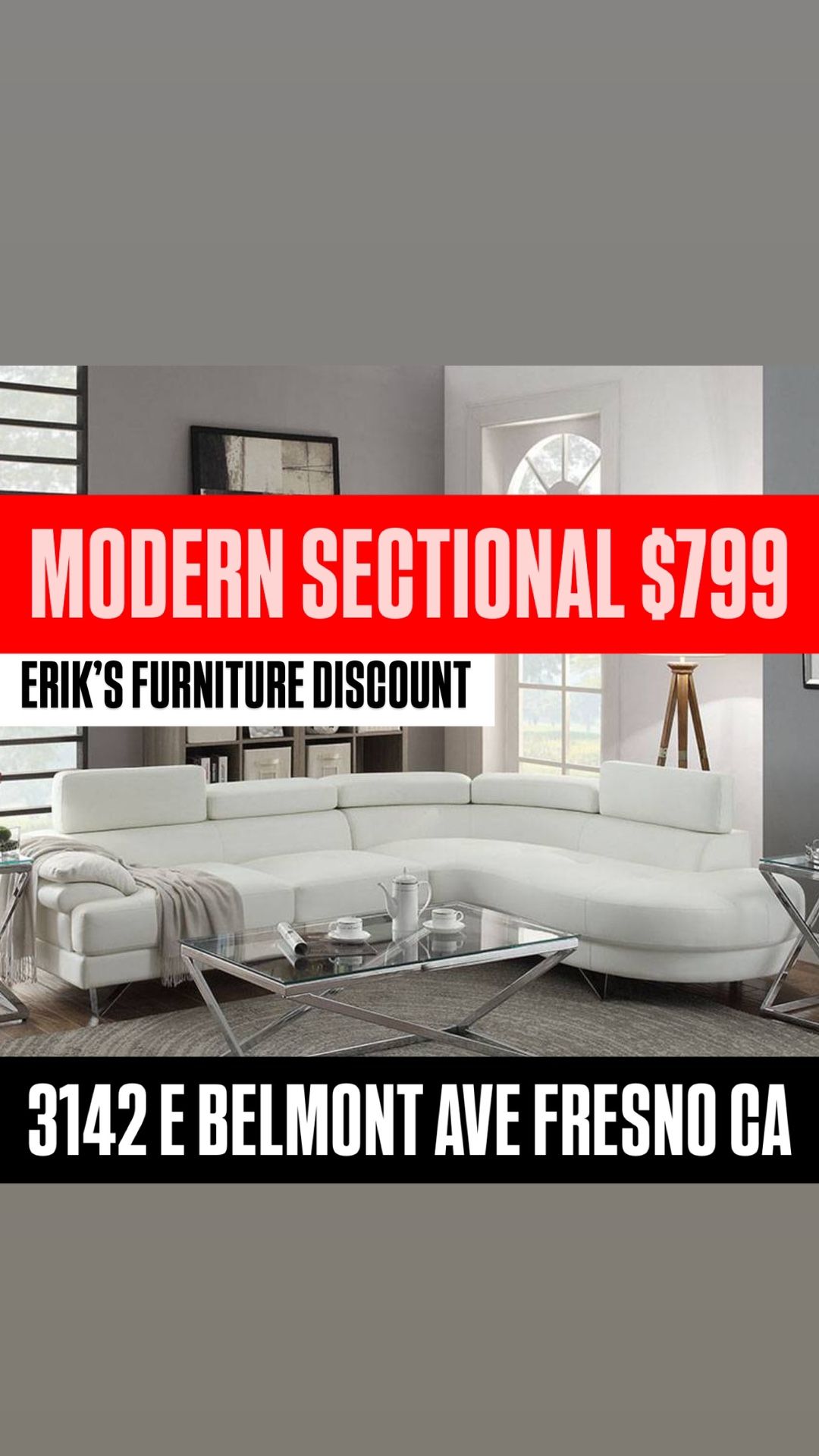 WHITE LEATHER SECTIONAL