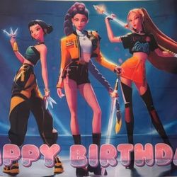 K Pop Demon Hunters - Birthday Backdrop 