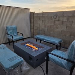 Patio Conversation Set With Fire Pit Table 