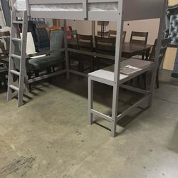Twin loft bunk bed with desk. Available in grey & espresso.  Assembly required.  Assembly not included.  Tax included.  Free local delivery. 

$330 wi
