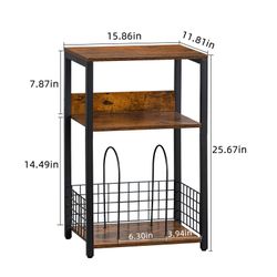 Wood Side End Table Nightstand Bookshelves Size Length 16", Width 12", Height 26" New condition