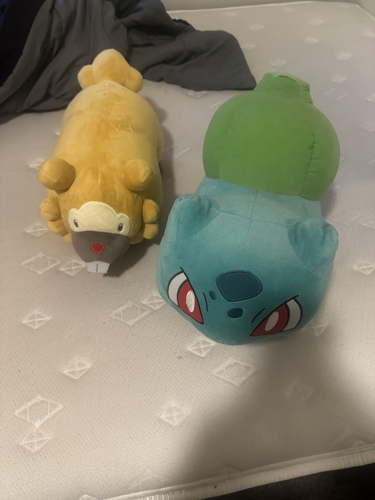 Bulbasaur and Badoof plushie.