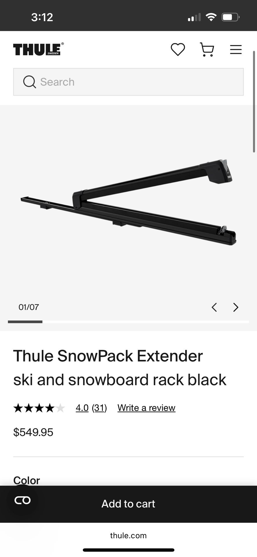Thule Snowpack Extender Ski and Snowboard Rack