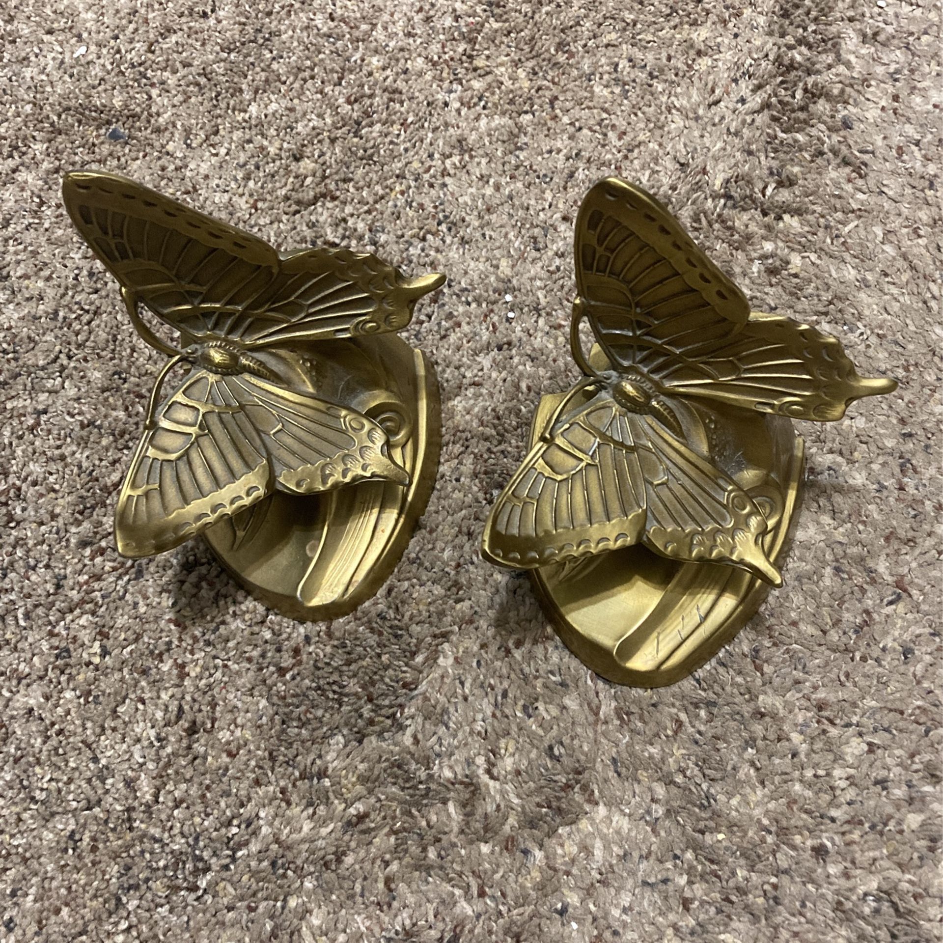 Solid Brass Butterfly Bookends