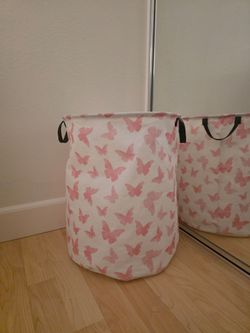 Pink Butterflies Clothes Hamper