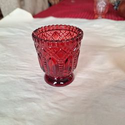 Ruby Red Glass Candle Holder Set Of 2