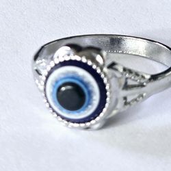 EVIL EYE PROTECTION STAINLESS STEEL FOREVER WEAR NEW SIZE  7 RING