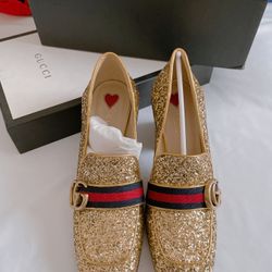 New-Gucci Glitter Loafer Pump (Size 36.5)