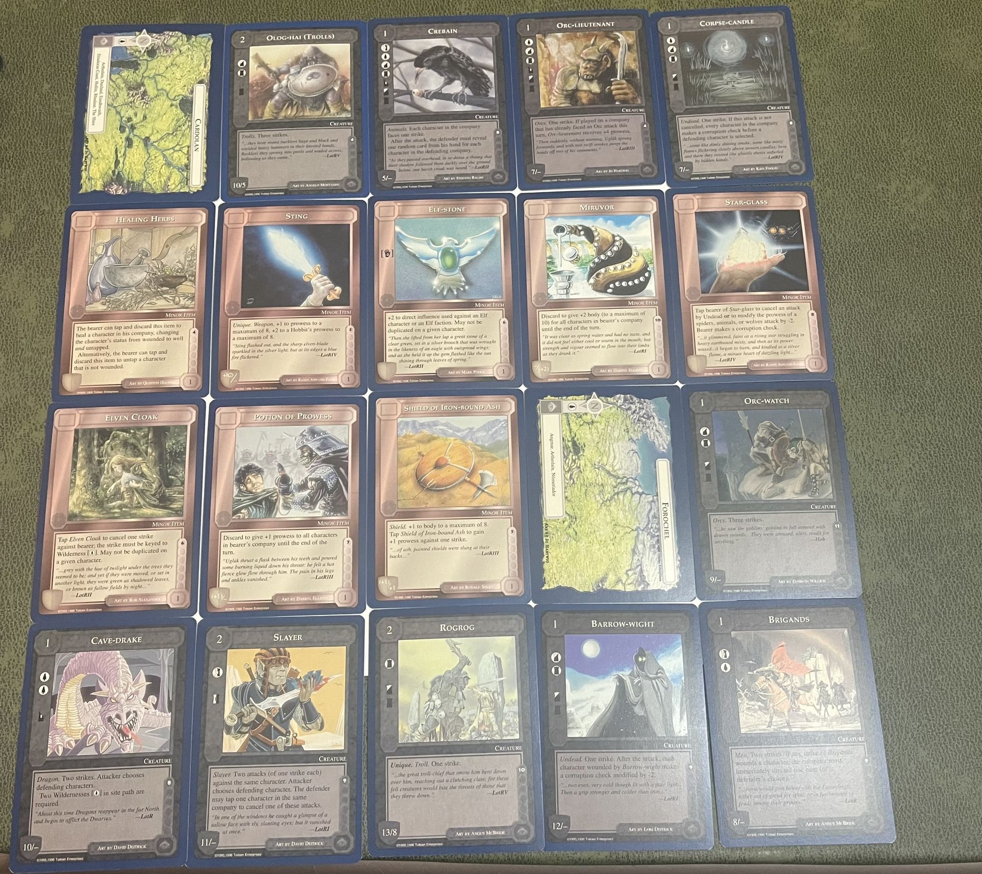 Lot of 20 LOTR Middle Earth CCG Blue Border Cards #2