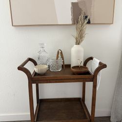 Vintage Mid-Century Modern, MCM Wood Bar Cart, Trolley Table with Removable Tray