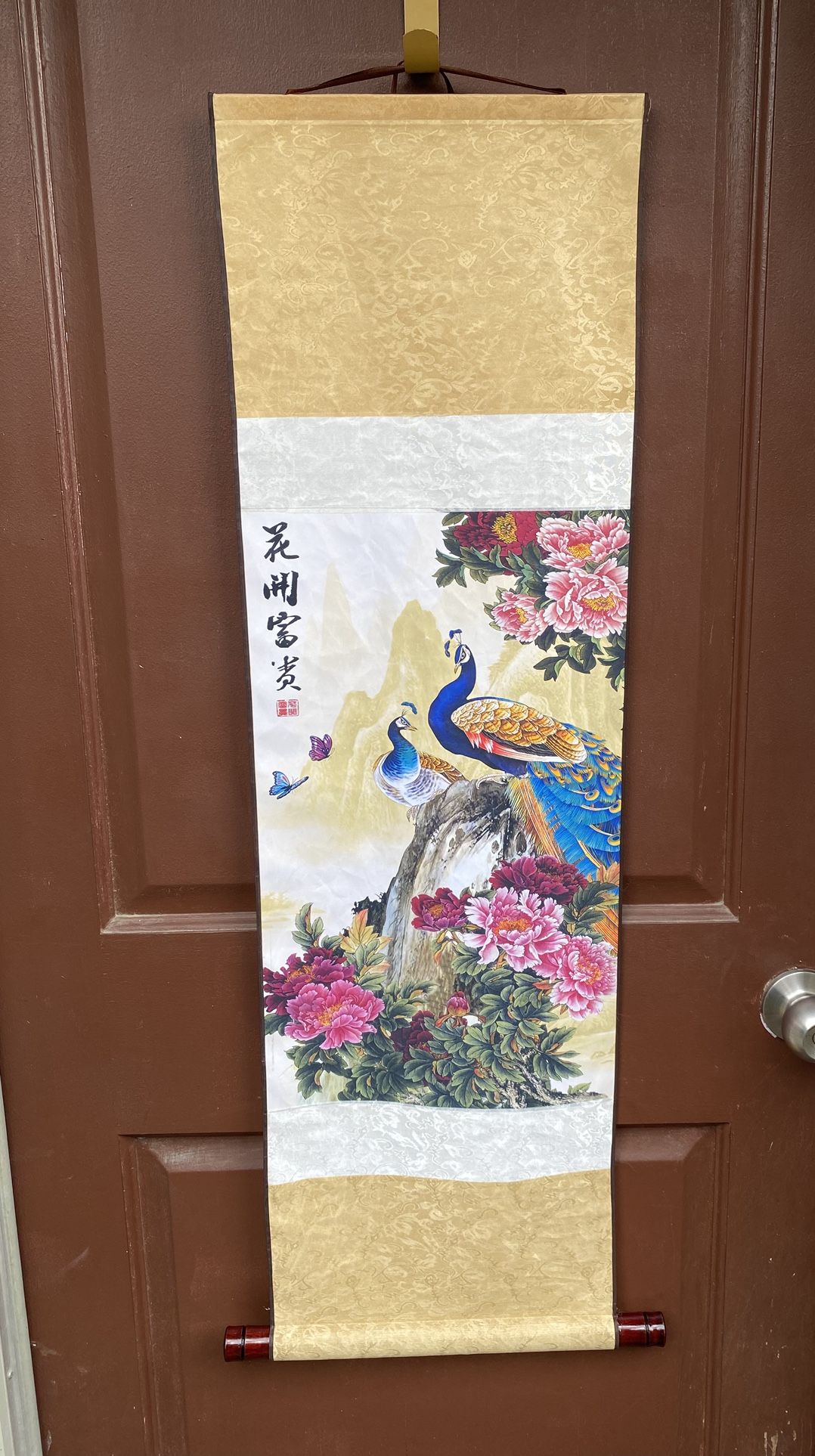 Sweethome Asian Silk Scroll Painting  Hanging Wall Decor