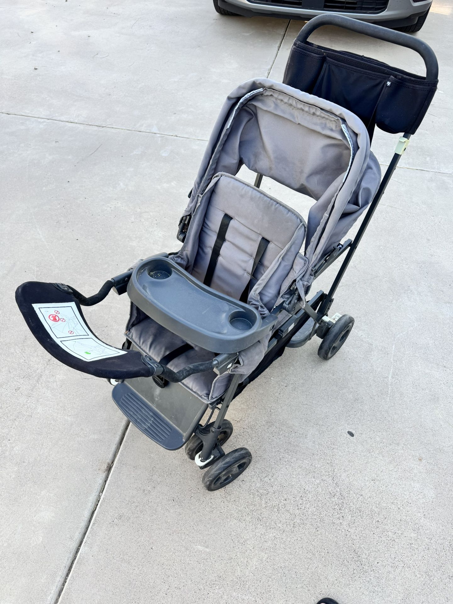 Joovy Caboose Ultralight Sit and Stand Double Stroller with Rear Bench and Standing Platform