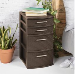4 Drawer Weave Tower Storage Unit Espresso