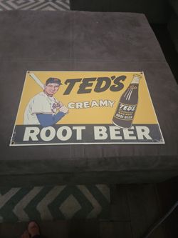 Teds Creamy Root Beer Sign modern made look old
