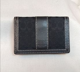 Coach card holder leather and canvas monogram