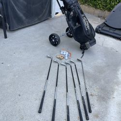 Golf Bag With Golf Caddy And Clubs And More