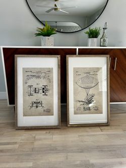 Art. Set Of 2 Custom Framed Patents, Excellent Condition 
