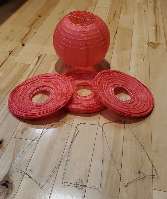 NEW 4 Red Paper Lantern Party Decorations (10")