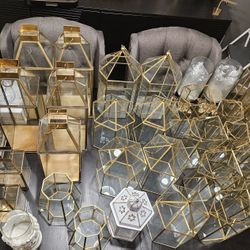Elegant gold glass candle holders/lanterns