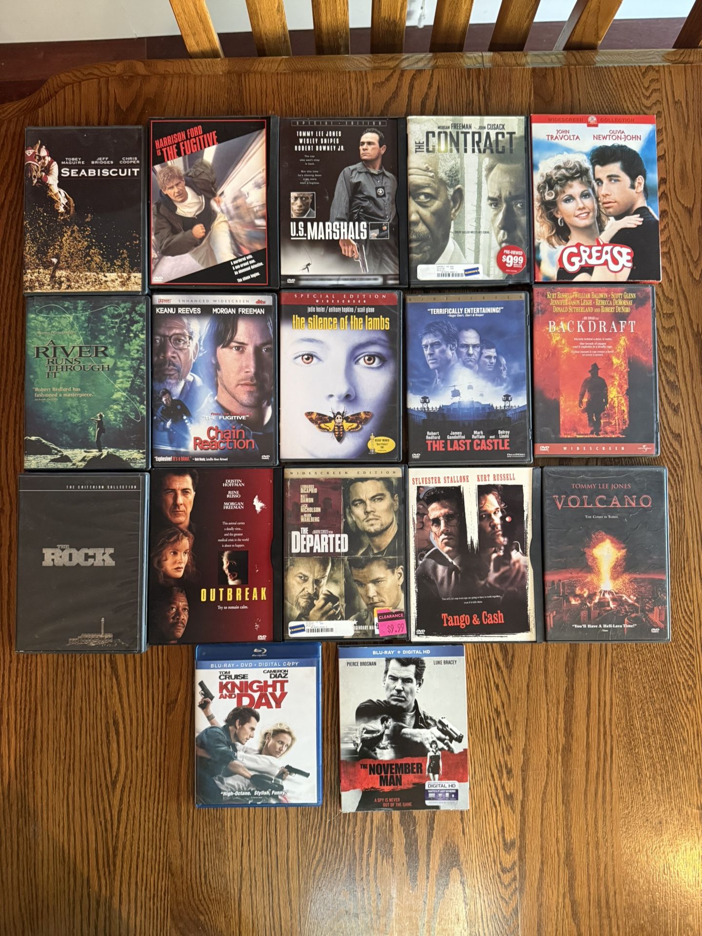 15 DVD Movies. 2 Blu-rays.
