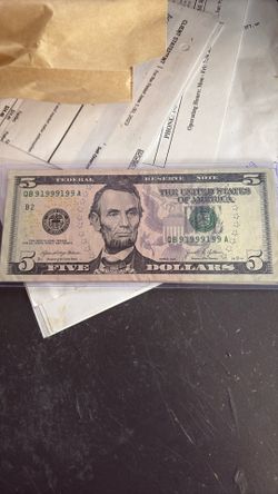 2021 Five Dollar Bill Serial #qb (contact info removed)9 A