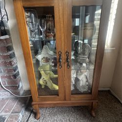 Glass Display Curio Cabinet – Solid Wood Frame