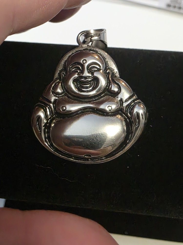 Laughing Buddha Silver Pendant